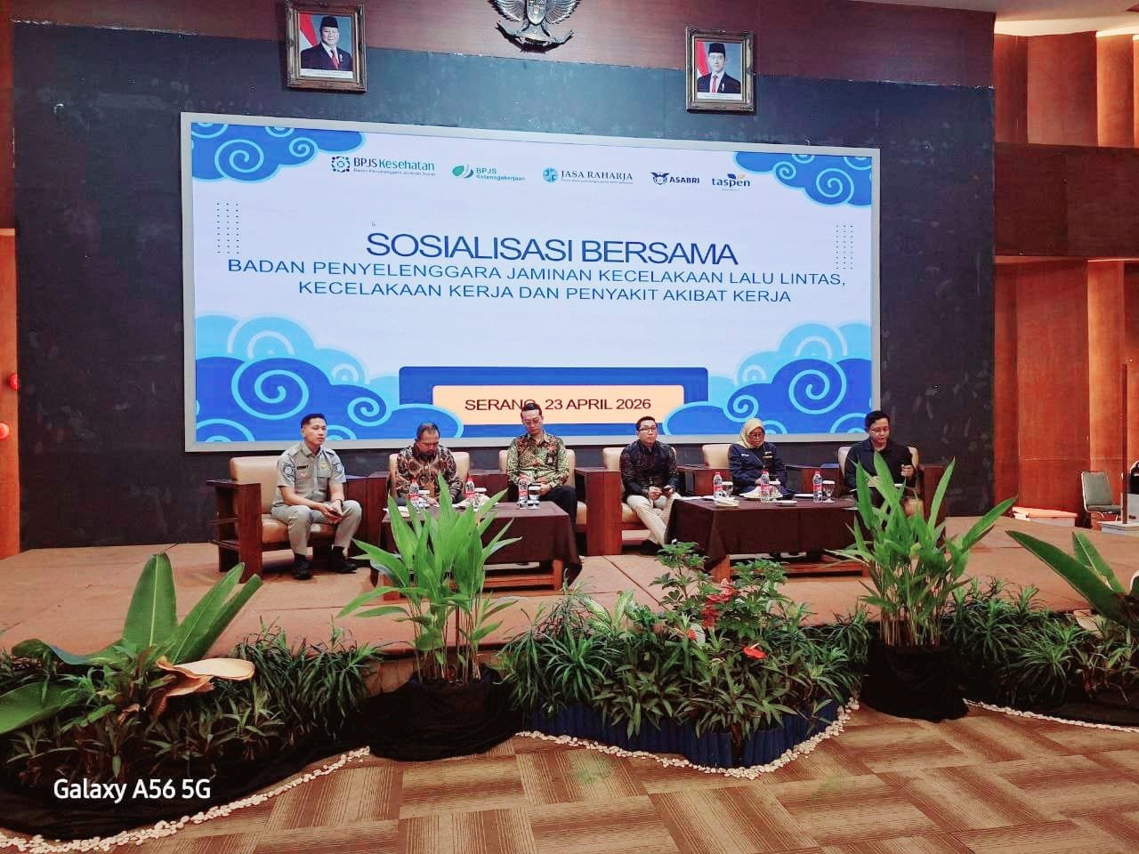 Jasa Raharja Gelar Sosialisasi Pencegahan Kecelakaan Lalu Lintas Bersama BPJS Kesehatan, BPJS Ketenagakerjaan, Taspen, dan ASABRI di Serang