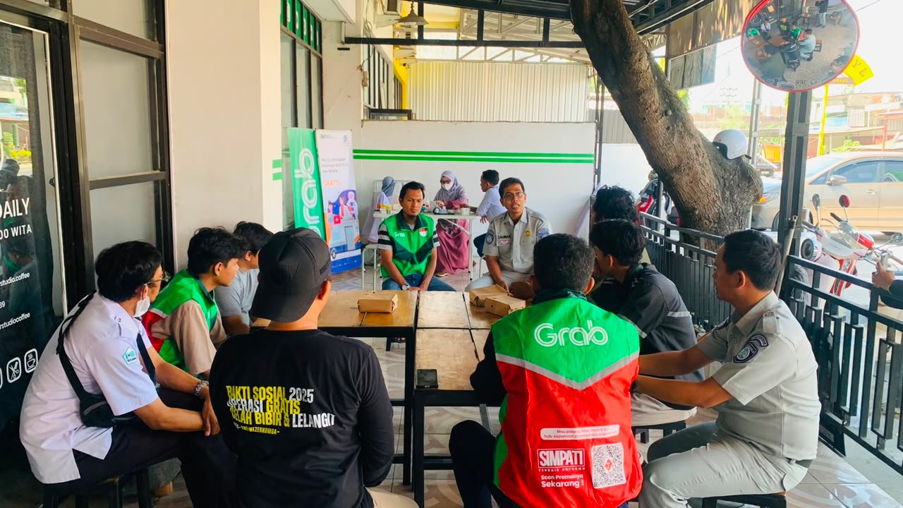 PT Jasa Raharja (Persero) Cabang Parepare Perkuat Keselamatan Berkendara Bersama Komunitas Driver Grab Kabupaten  Sidrap